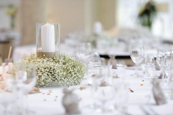 Décoration de table, salle de réception.